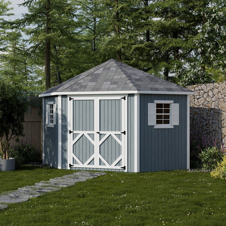 Classic Five-Corner Shed in a real backyard setting