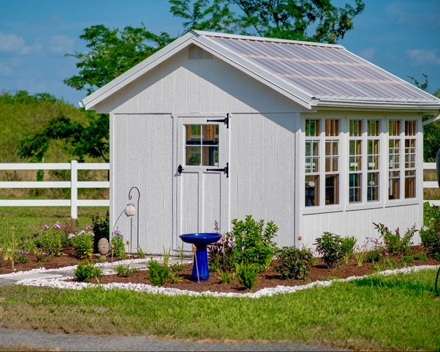 Colonial Gable Greenhouse Prebuilt and painted white
