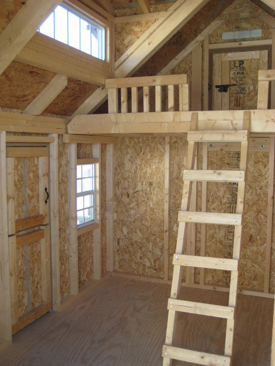 Craftsman Playhouse Wooden  Loft and ladder Interior