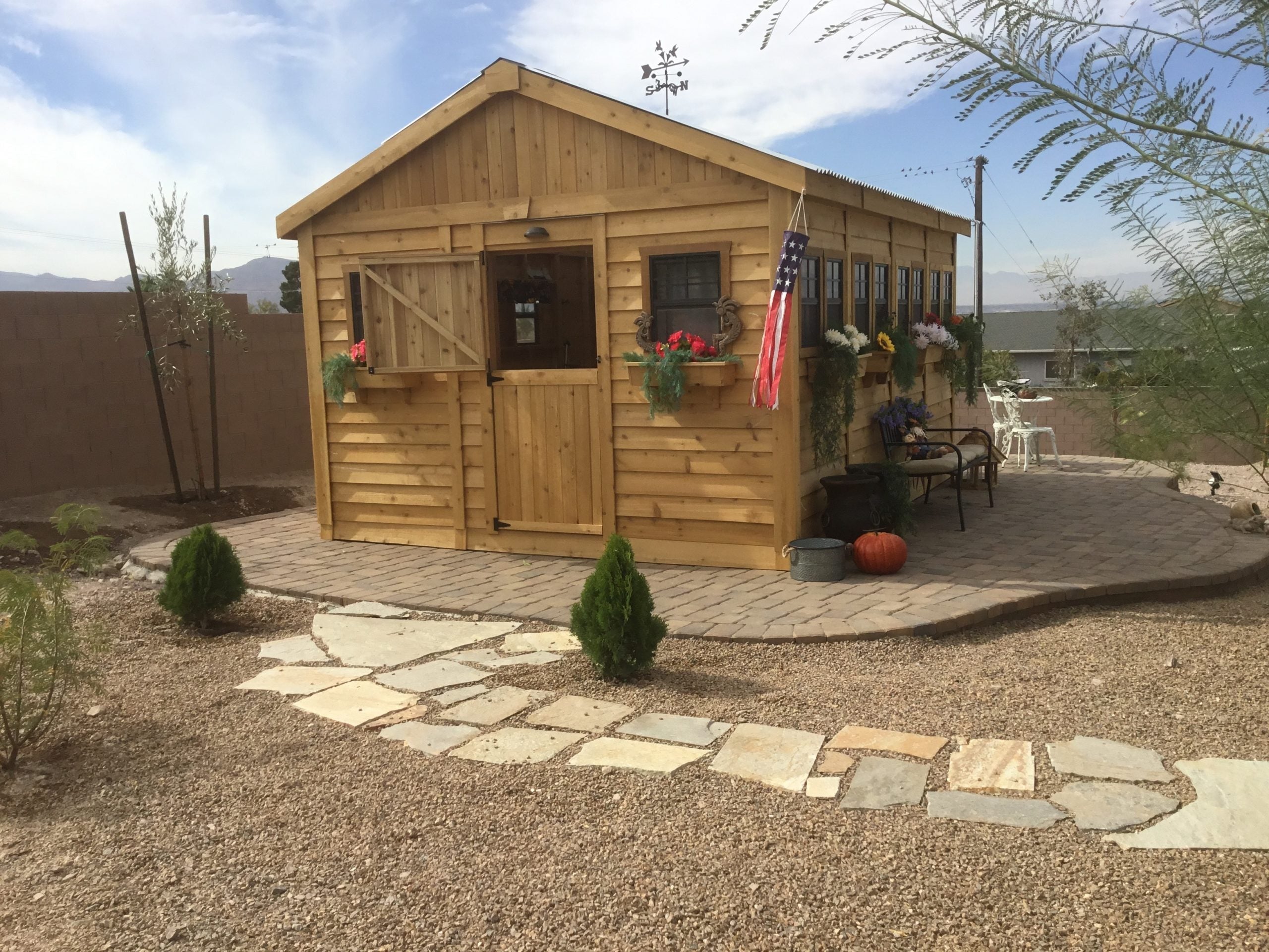 12x16 Sunshed Garden Shed with metal roof, exterior view