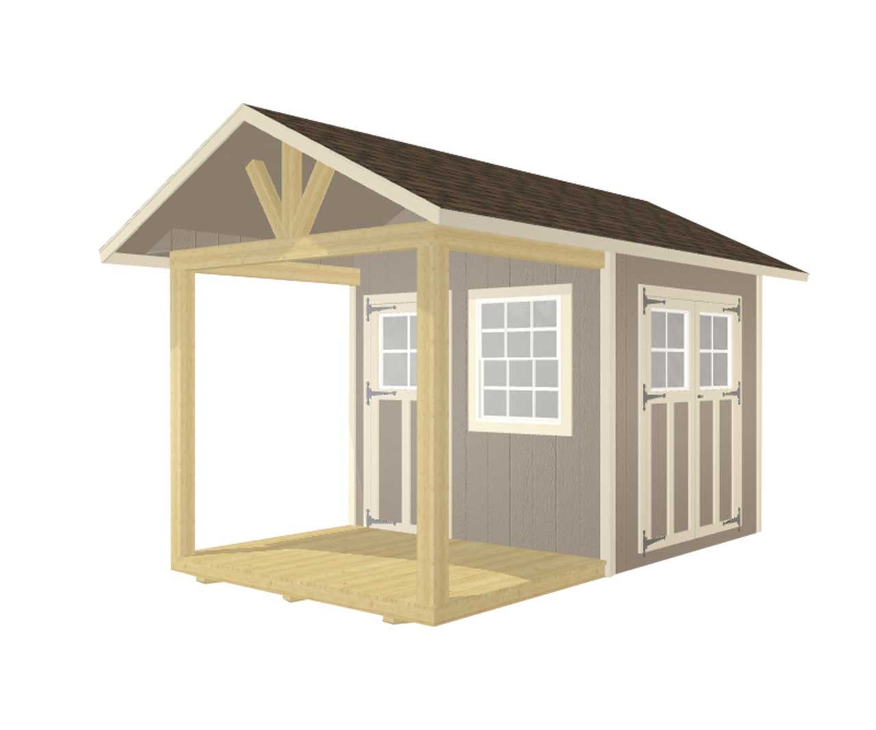 Woodsman Shed/Playhouse with Covered Deck and loft