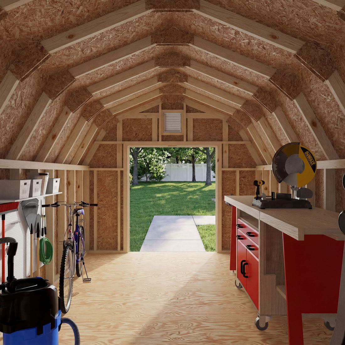 Colonial Greenfield Shed interior barn view