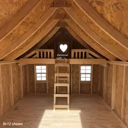8x12 Gingerbread Cottage Playhouse interior view