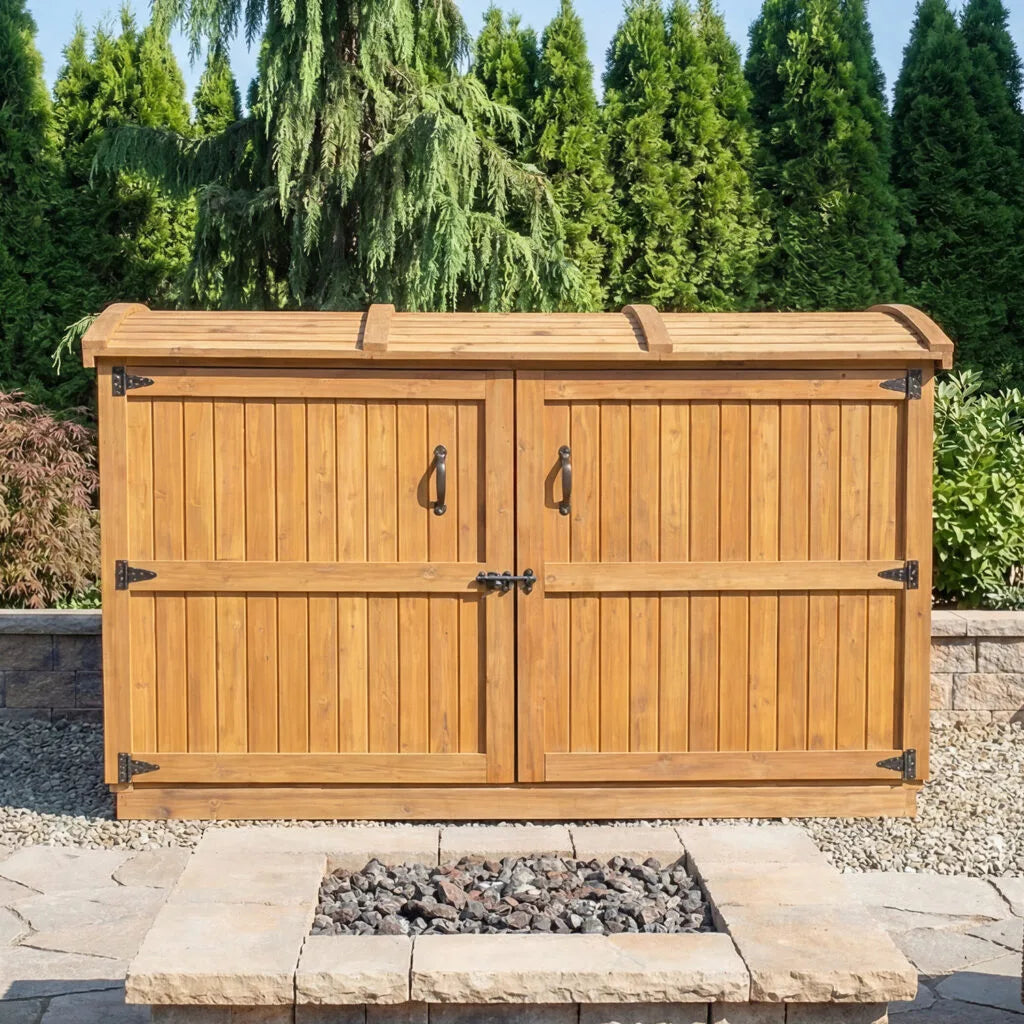 cedar utility shed closed top and closed double door
