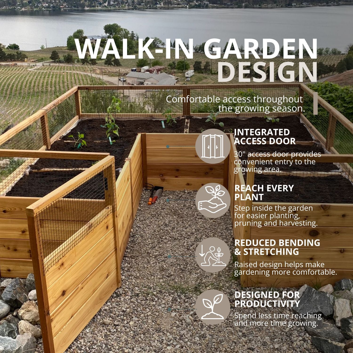 8'x8' raised cedar garden bed standard kit, view 5