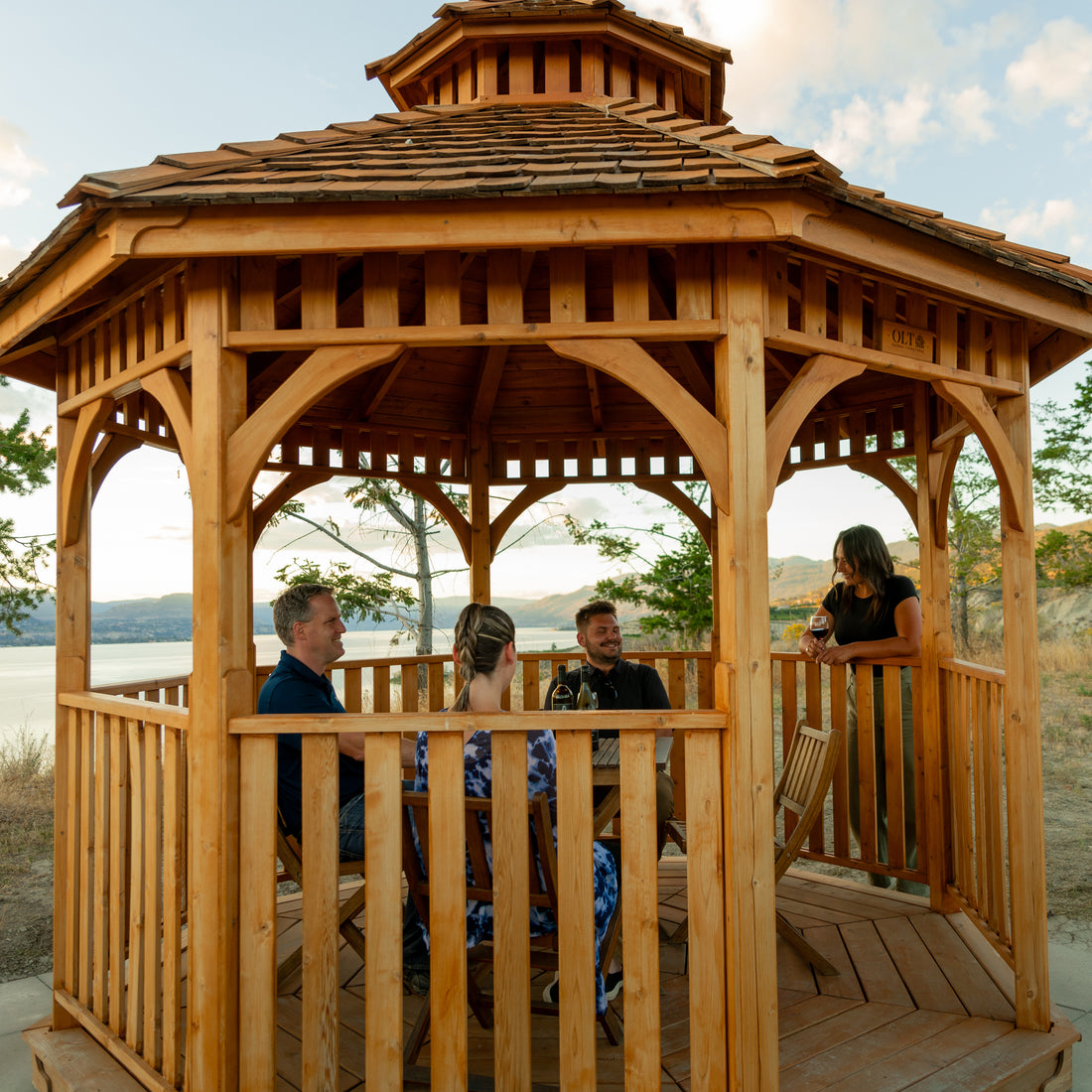 Cedar Bayside Octagon Gazebo (Fully Screen-In Option) by OLT