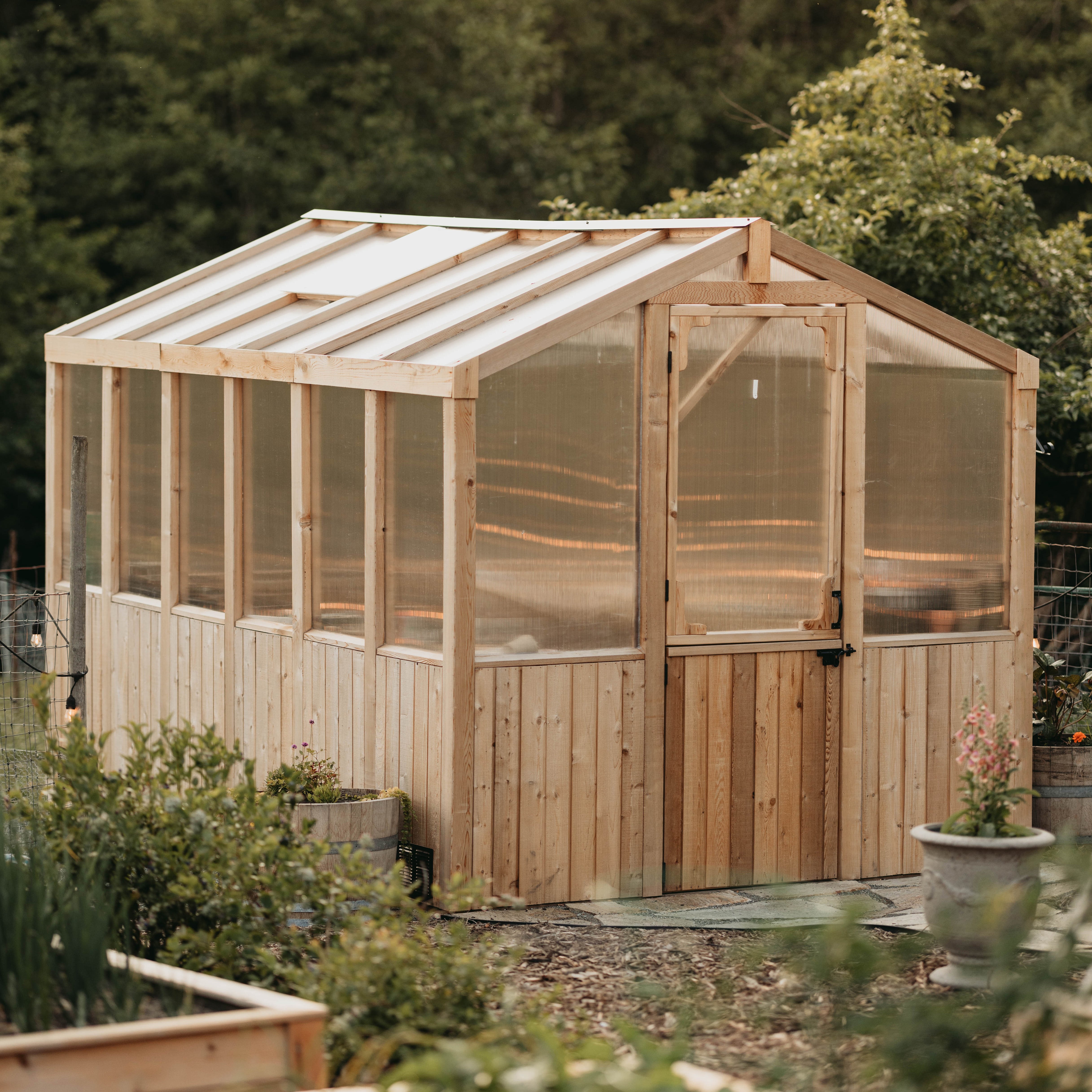 OLT Cedar Greenhouse 8x12, elevated exterior view