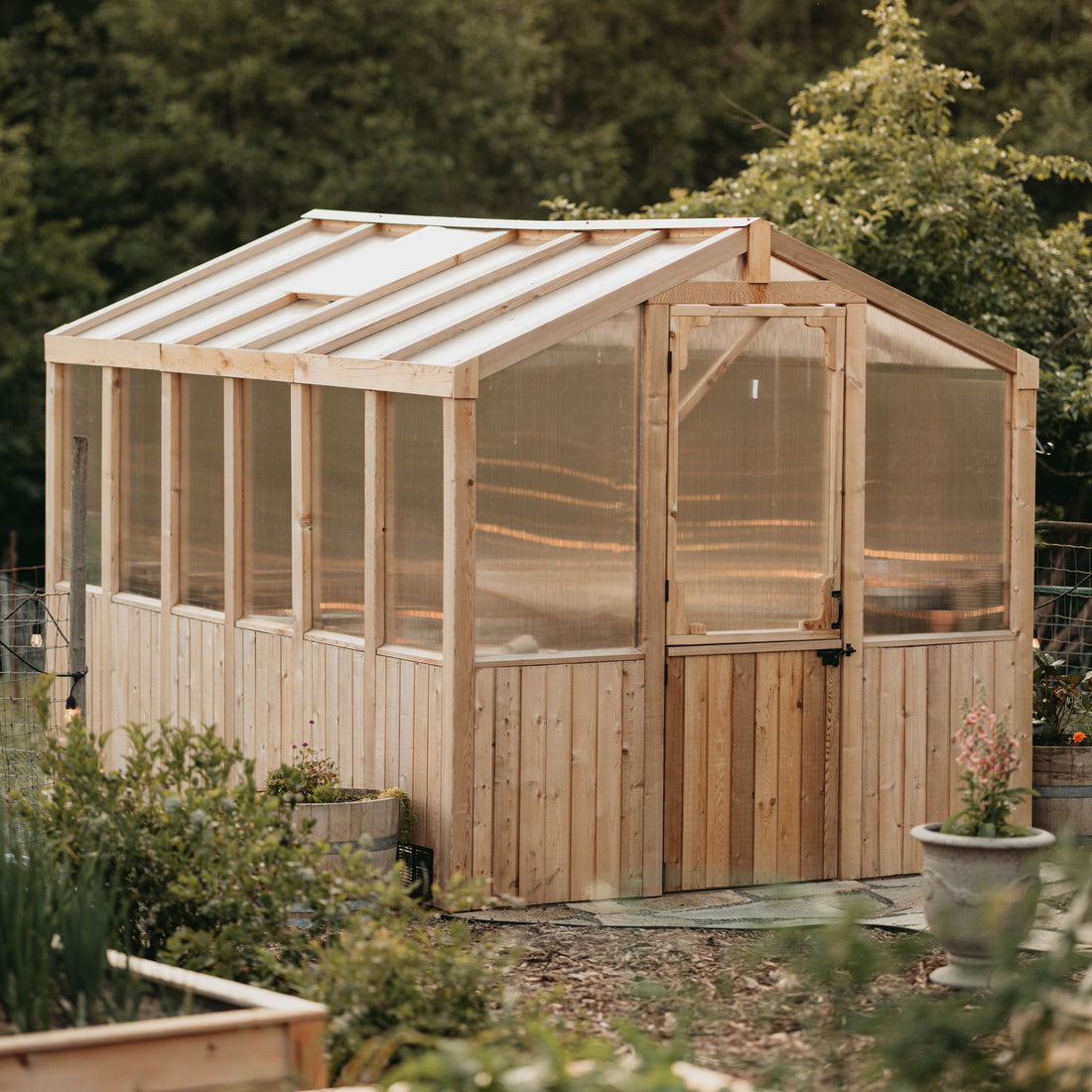 OLT Cedar Greenhouse 8x12, elevated exterior view