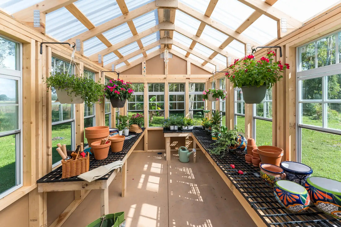 EZFit garden greenhouse interior view 