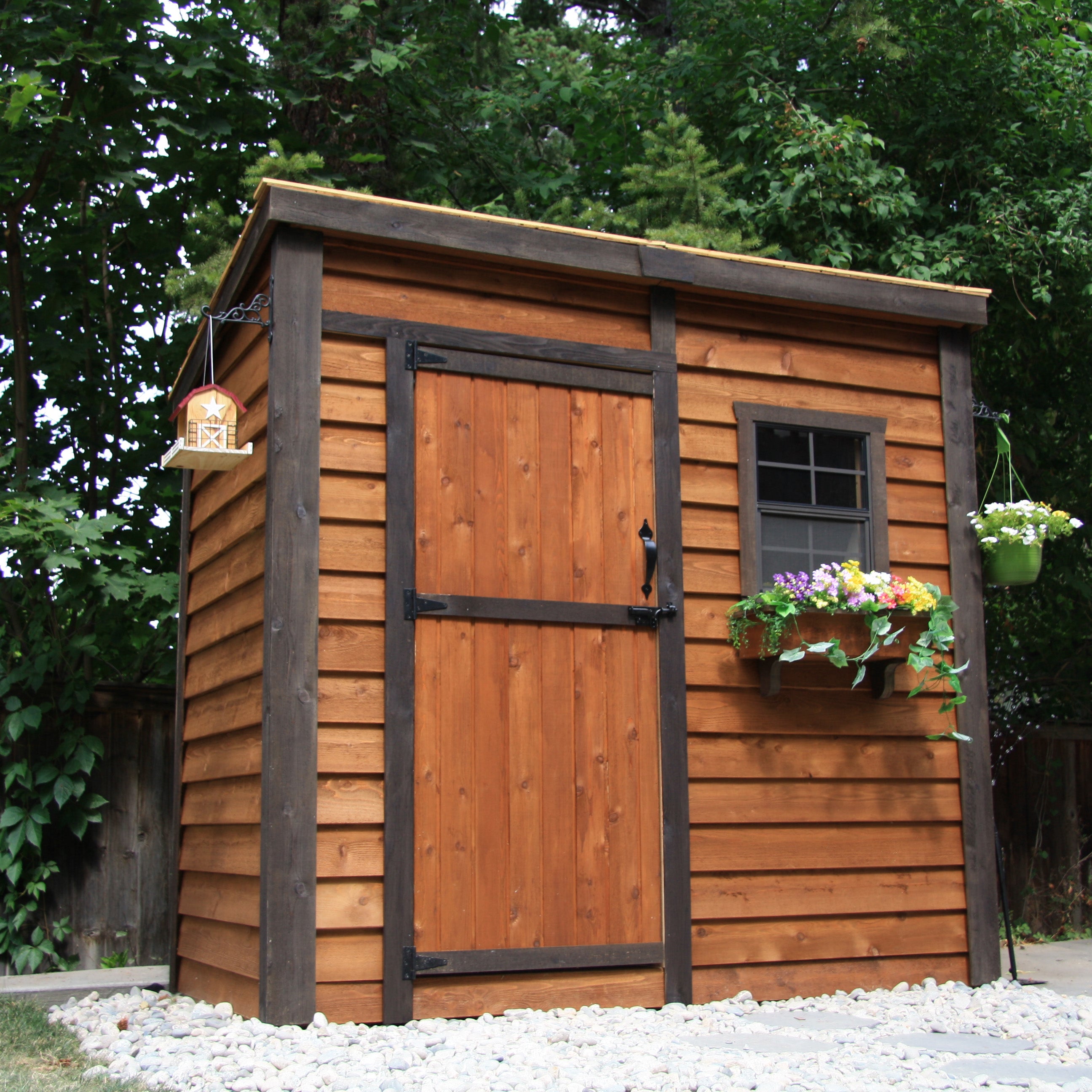 OLT 8’x4′ Cedar Shed With Screened Window and Flowerbox