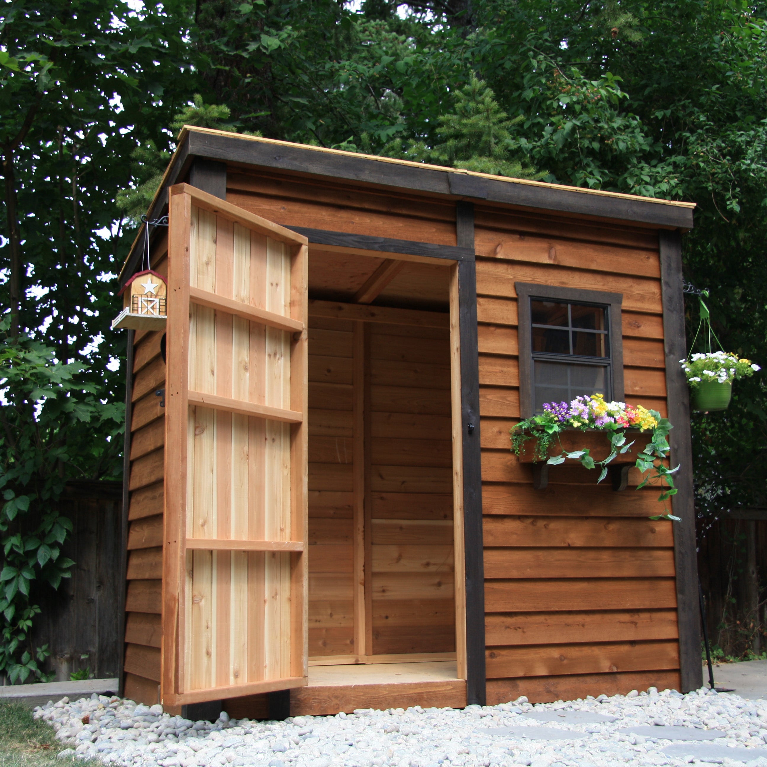 OLT 8’x4′ Cedar Shed With Screened Window and Flowerbox