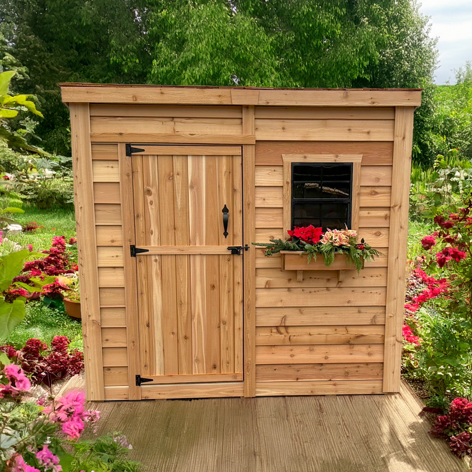 OLT 8’x4′ Cedar Shed With Screened Window and Flowerbox