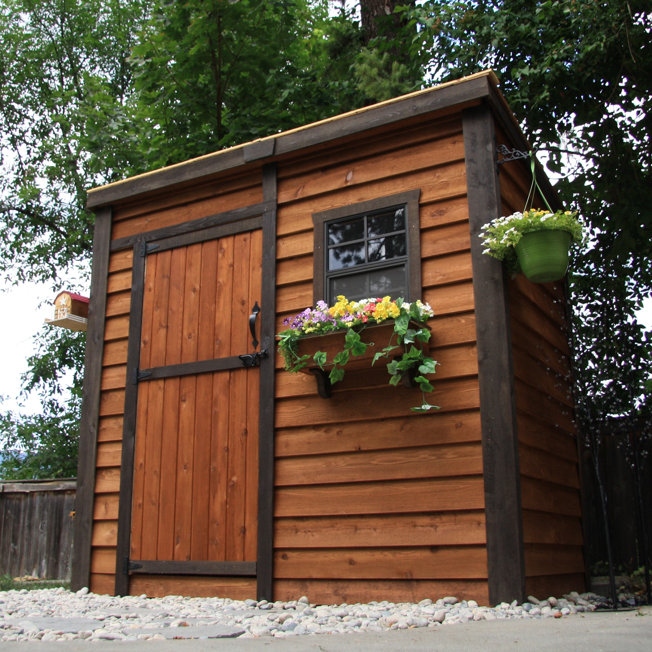 OLT 8’x4′ Cedar Shed With Screened Window and Flowerbox
