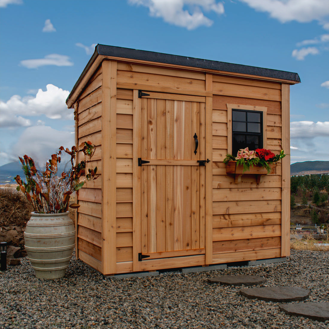 OLT 8’x4′ Cedar Shed With Screened Window and Flowerbox