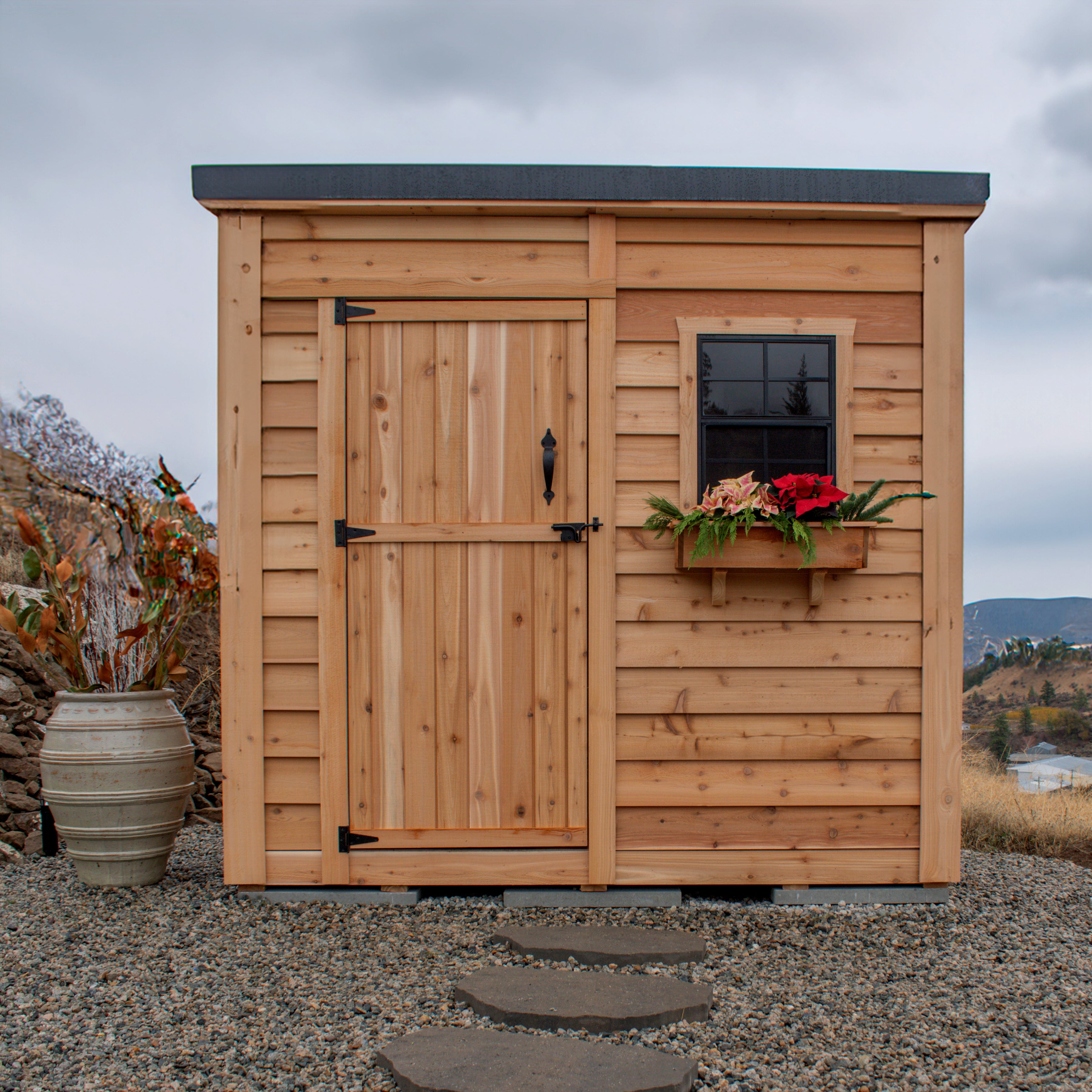 OLT 8’x4′ Cedar Shed With Screened Window and Flowerbox