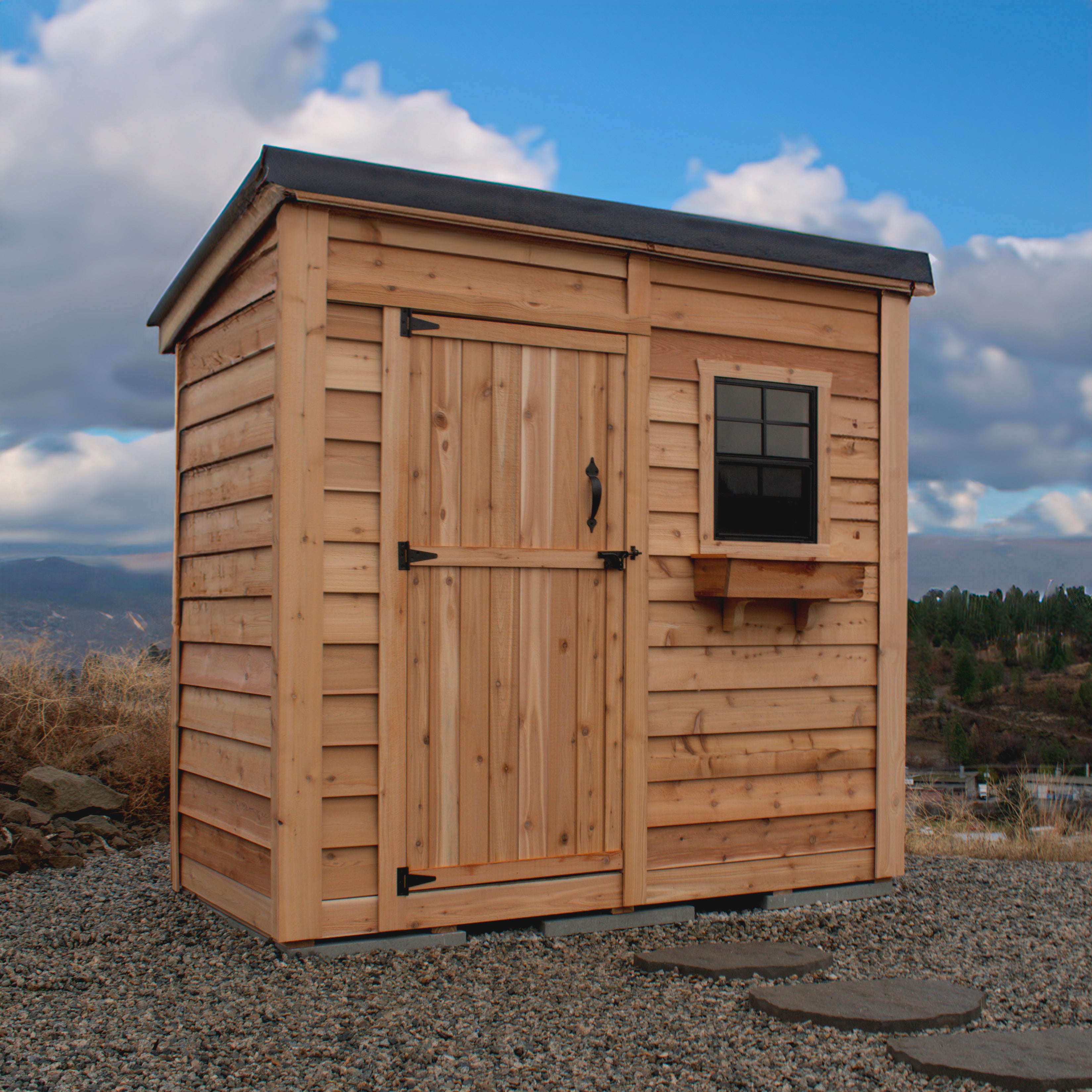 OLT 8’x4′ Cedar Shed With Screened Window and Flowerbox