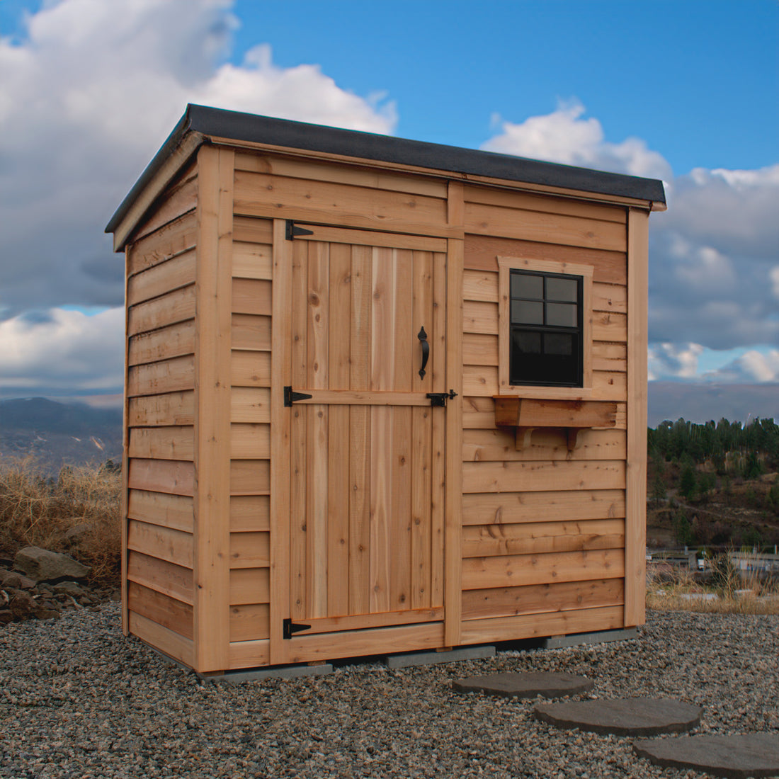 OLT 8’x4′ Cedar Shed With Screened Window and Flowerbox