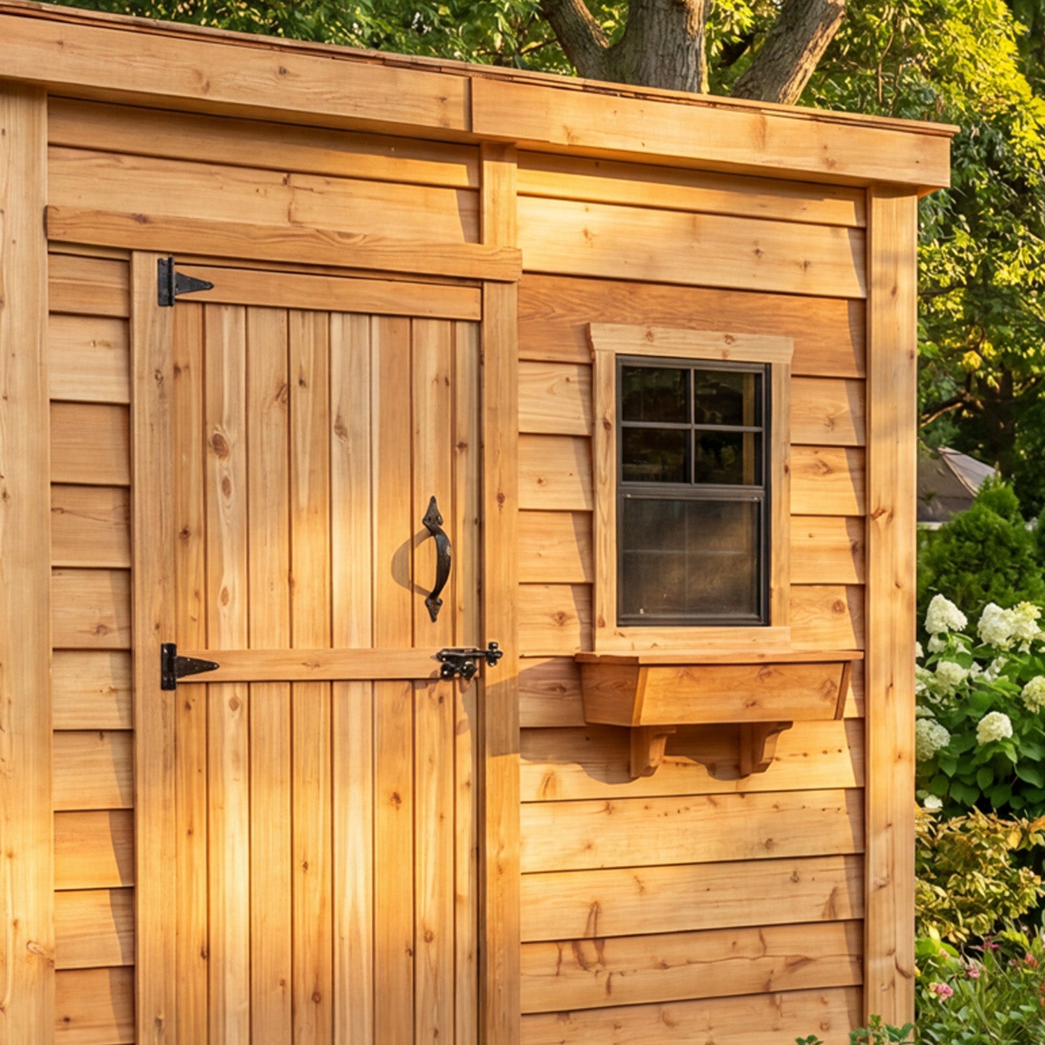 OLT 8’x4′ Cedar Shed With Screened Window and Flowerbox
