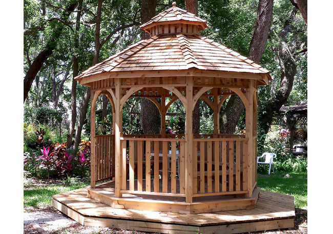 Cedar Octagon Gazebo, 10ft size, interior view