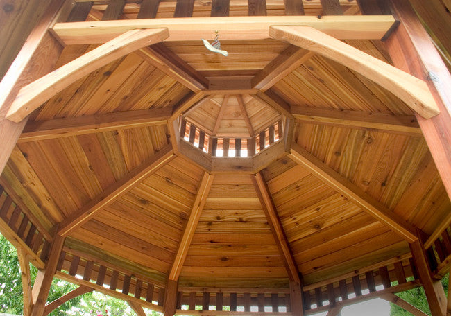 Cedar Octagon Gazebo, 10ft size, roof cupola detail