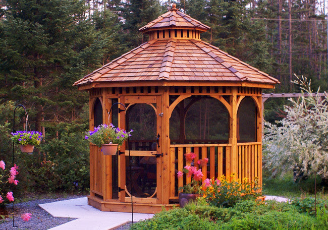 Cedar Octagon Gazebo with screen kit, 10ft size