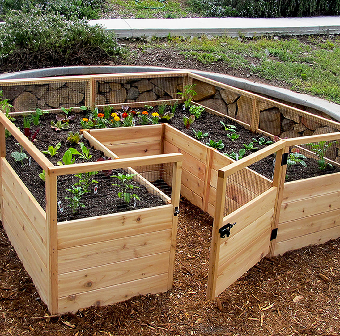 8'x8' raised cedar garden bed, front view