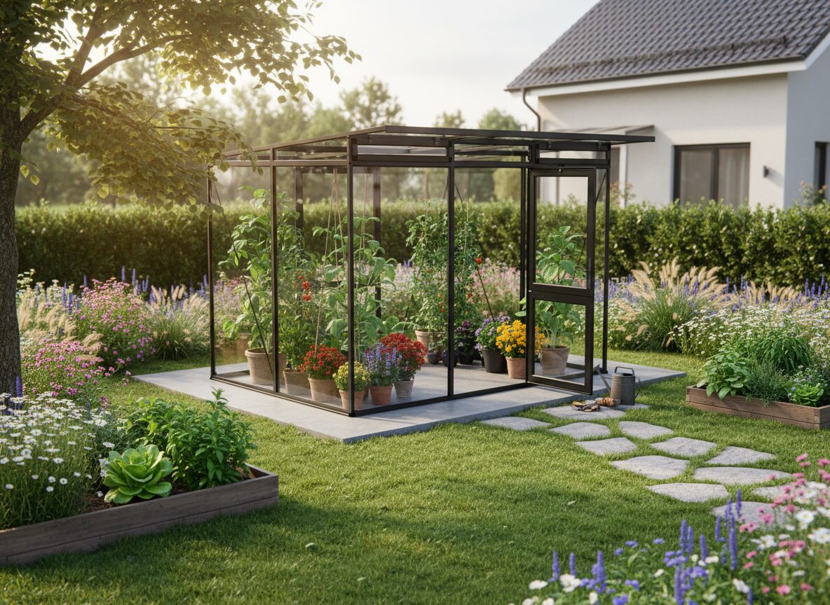 Linea glass greenhouse side view