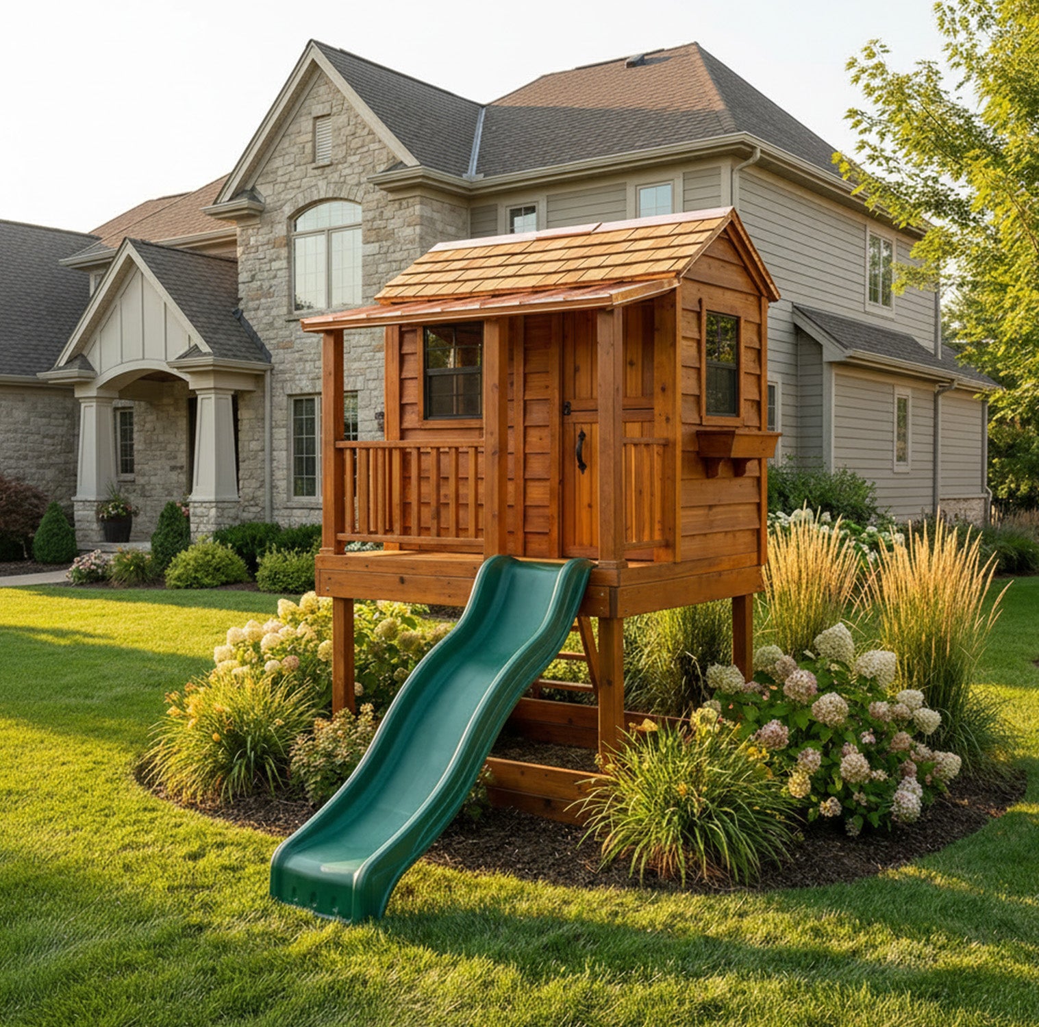 OLT 6x6 Elevated Cedar Playhouse With Sandbox