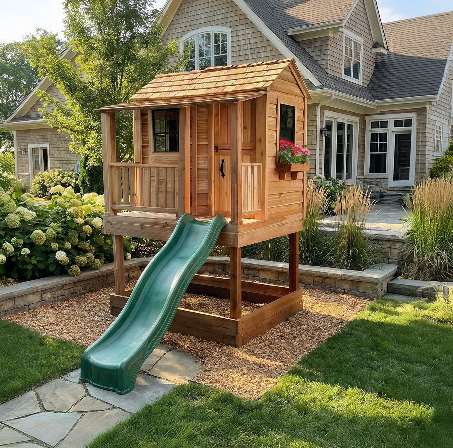 OLT 6x6 Elevated Cedar Playhouse With Sandbox