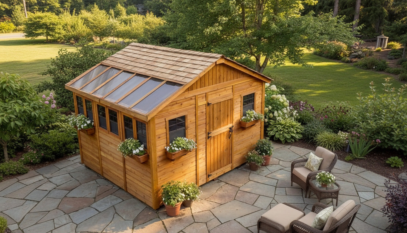 OLT Sunshed Garden Shed, front view