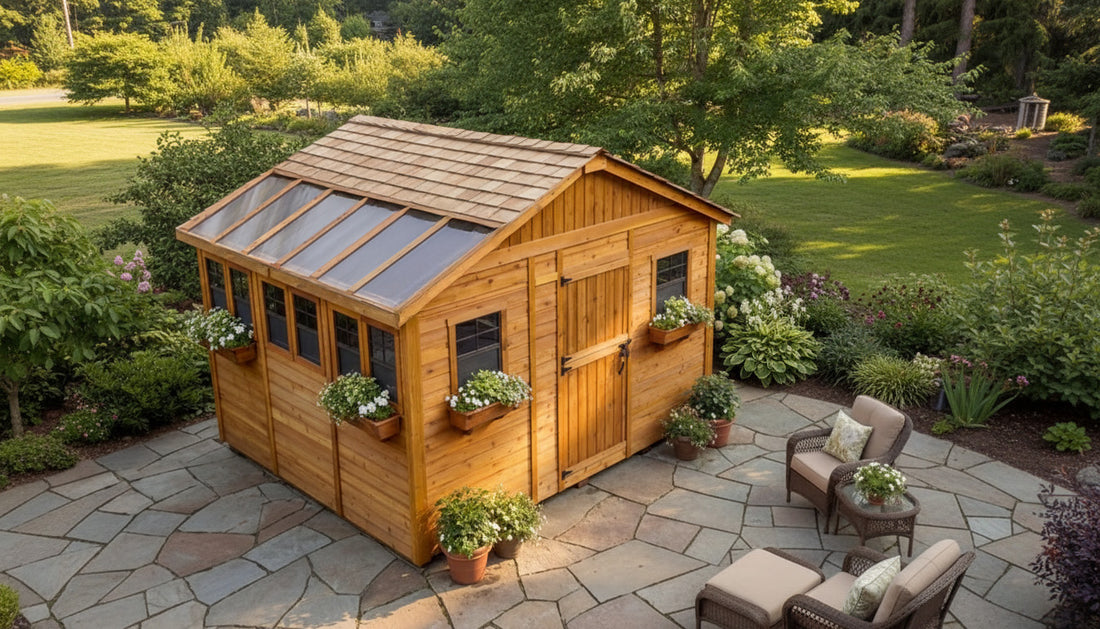 OLT Sunshed Garden Shed, front view