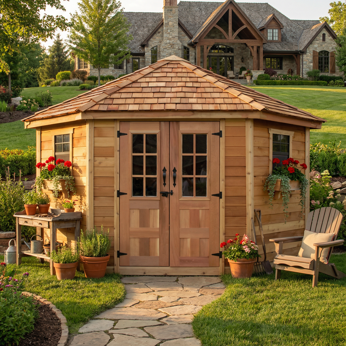OLT 5 Sided Cedar Penthouse Shed/Pool House 9'x9'