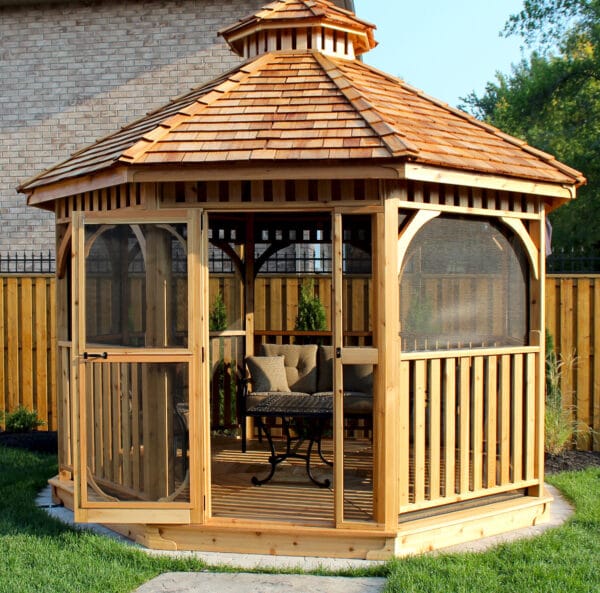 Cedar Octagon Gazebo screen kit detail