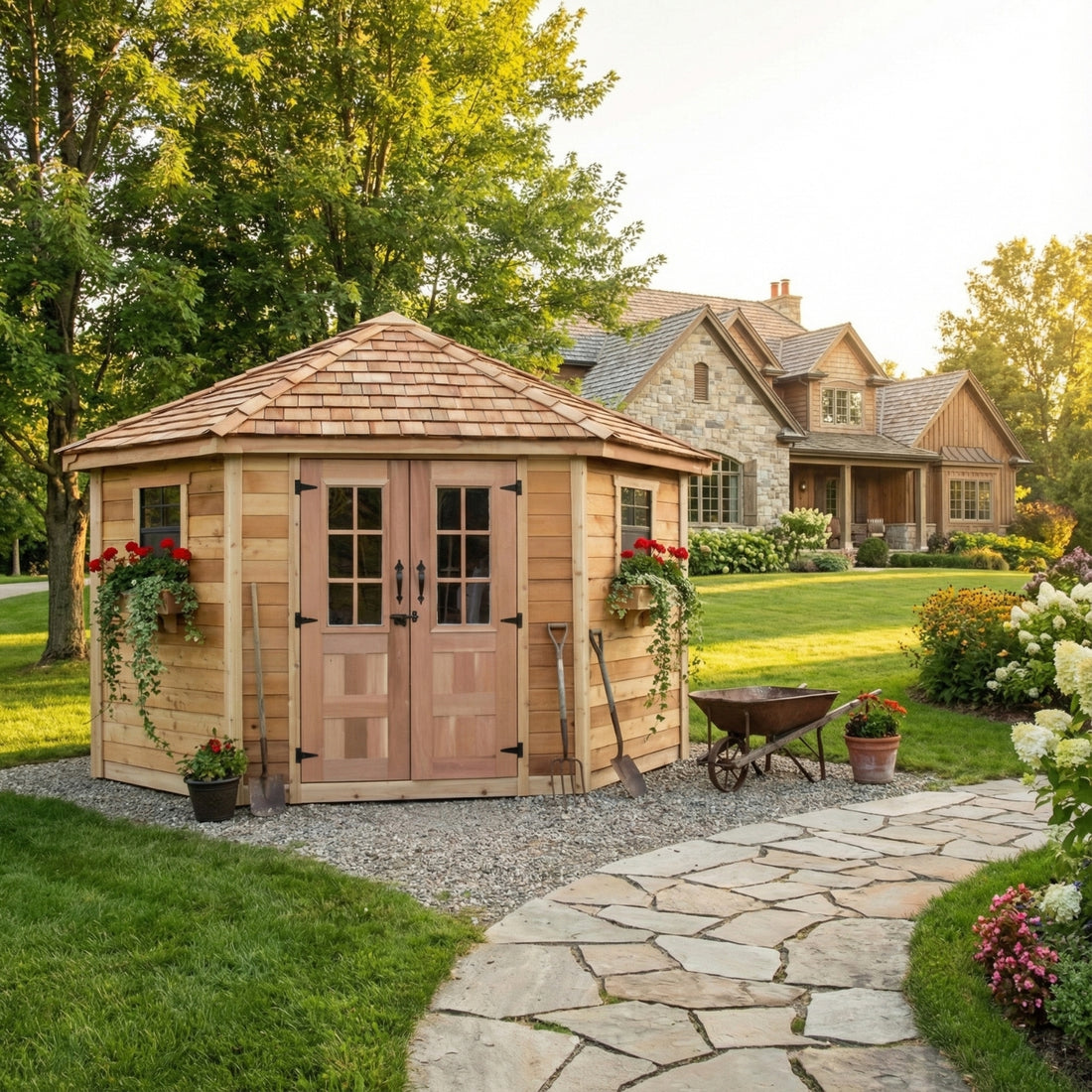 OLT 5 Sided Cedar Penthouse Shed/Pool House 9'x9'