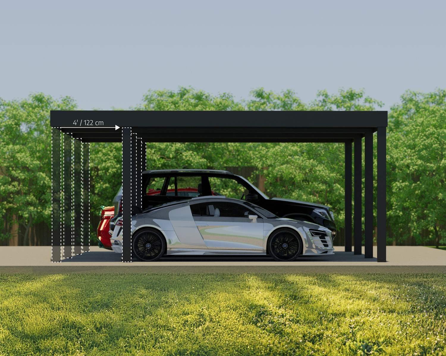 Oslo Carport flexible post placement
