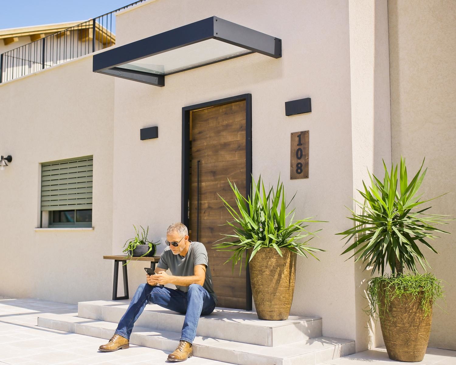 Sophia Door Awning installed over entryway