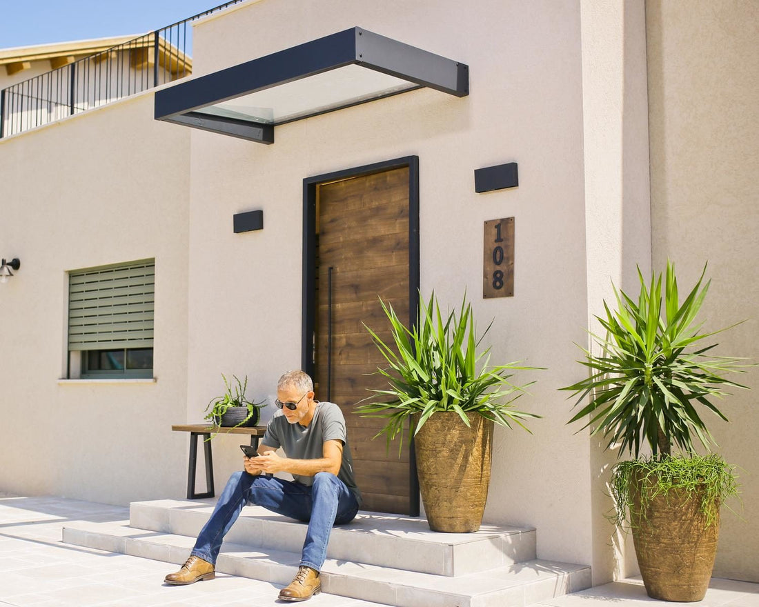 Sophia Door Awning installed over entryway