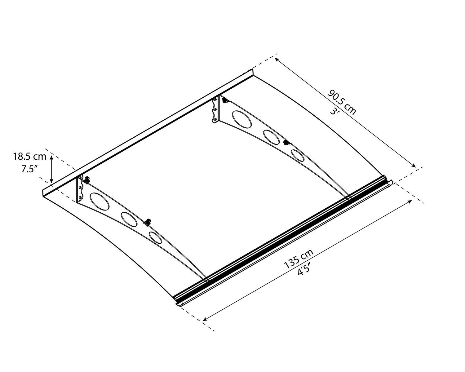 Garamond Door Awning dimensions