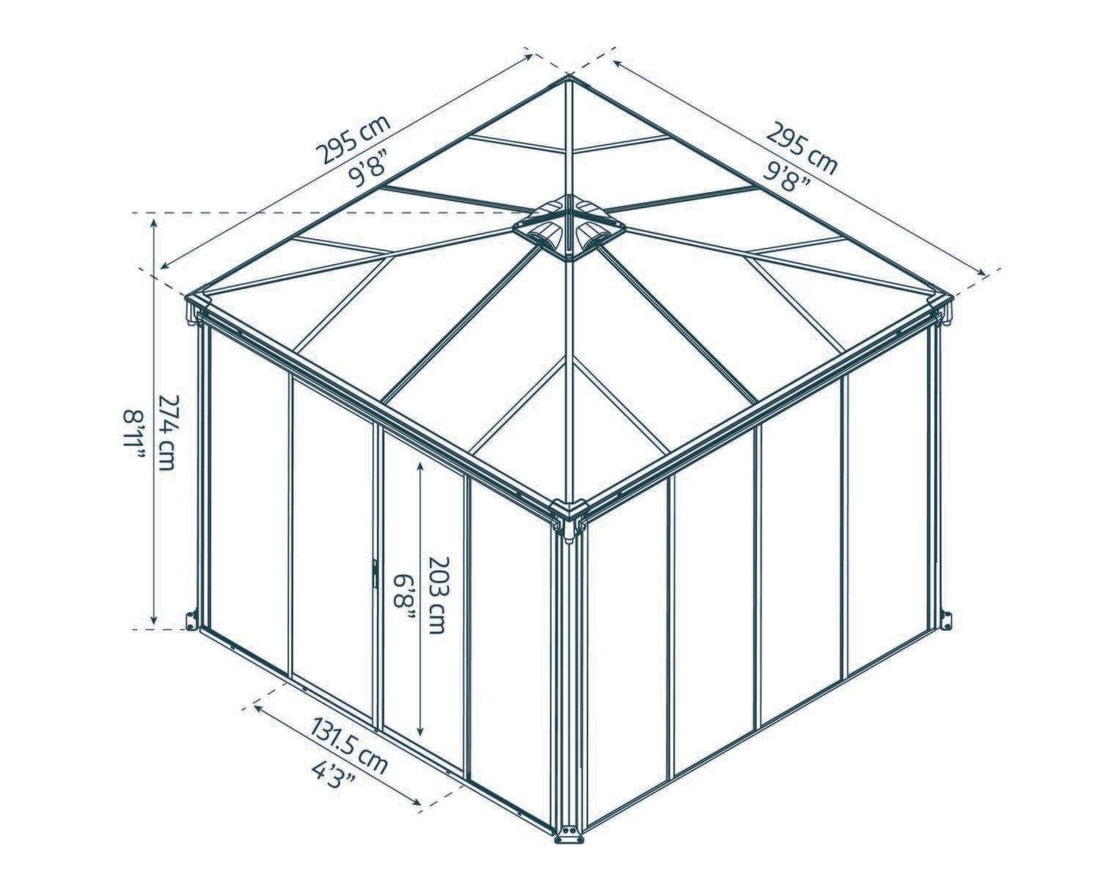 Ledro Enclosed Gazebo dimensions diagram