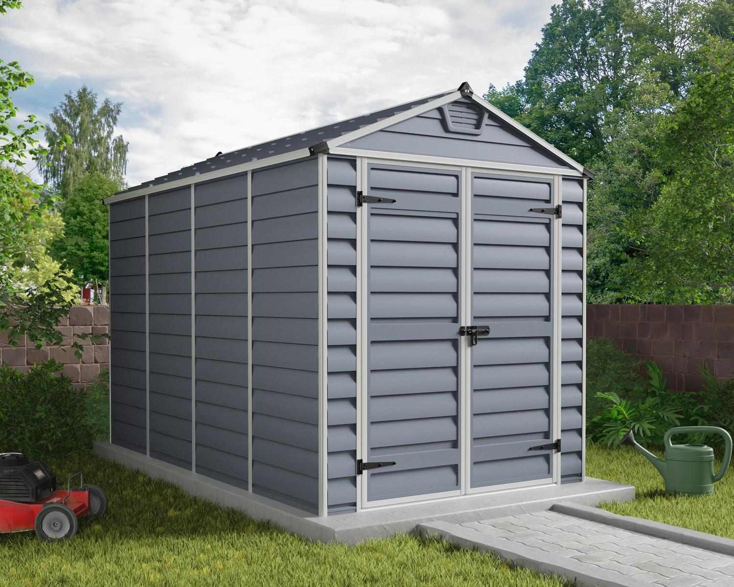 Skylight Storage Shed by Canopia - gray, in yard