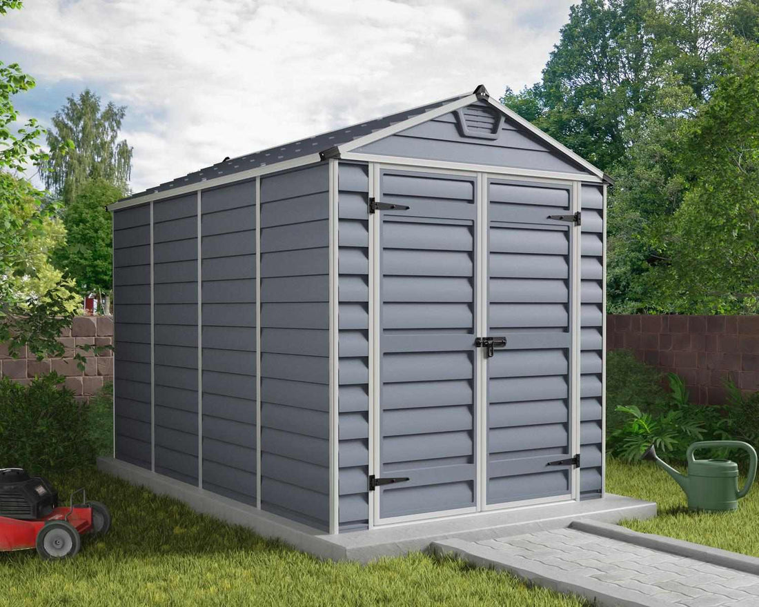 Skylight Storage Shed by Canopia - gray, in yard