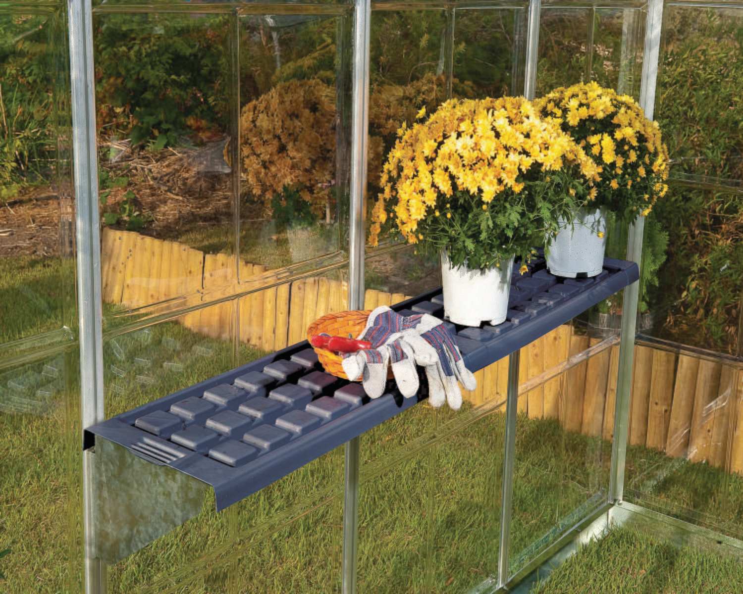 Palram Twin Shelf Kit installed in greenhouse