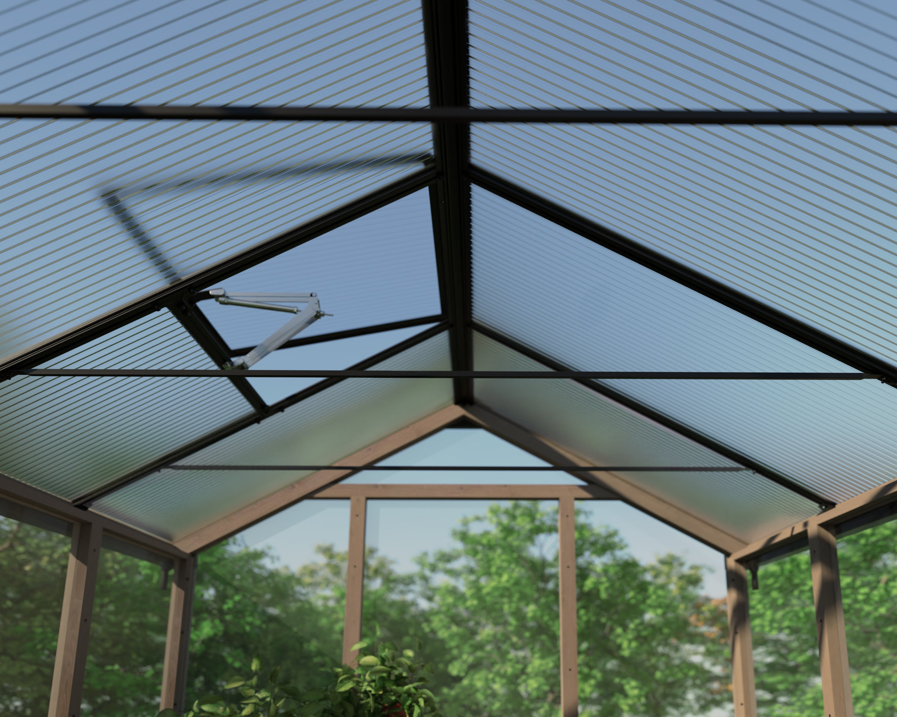 Natura Cedar Wood Greenhouse - Clear Polycarbonate pnels