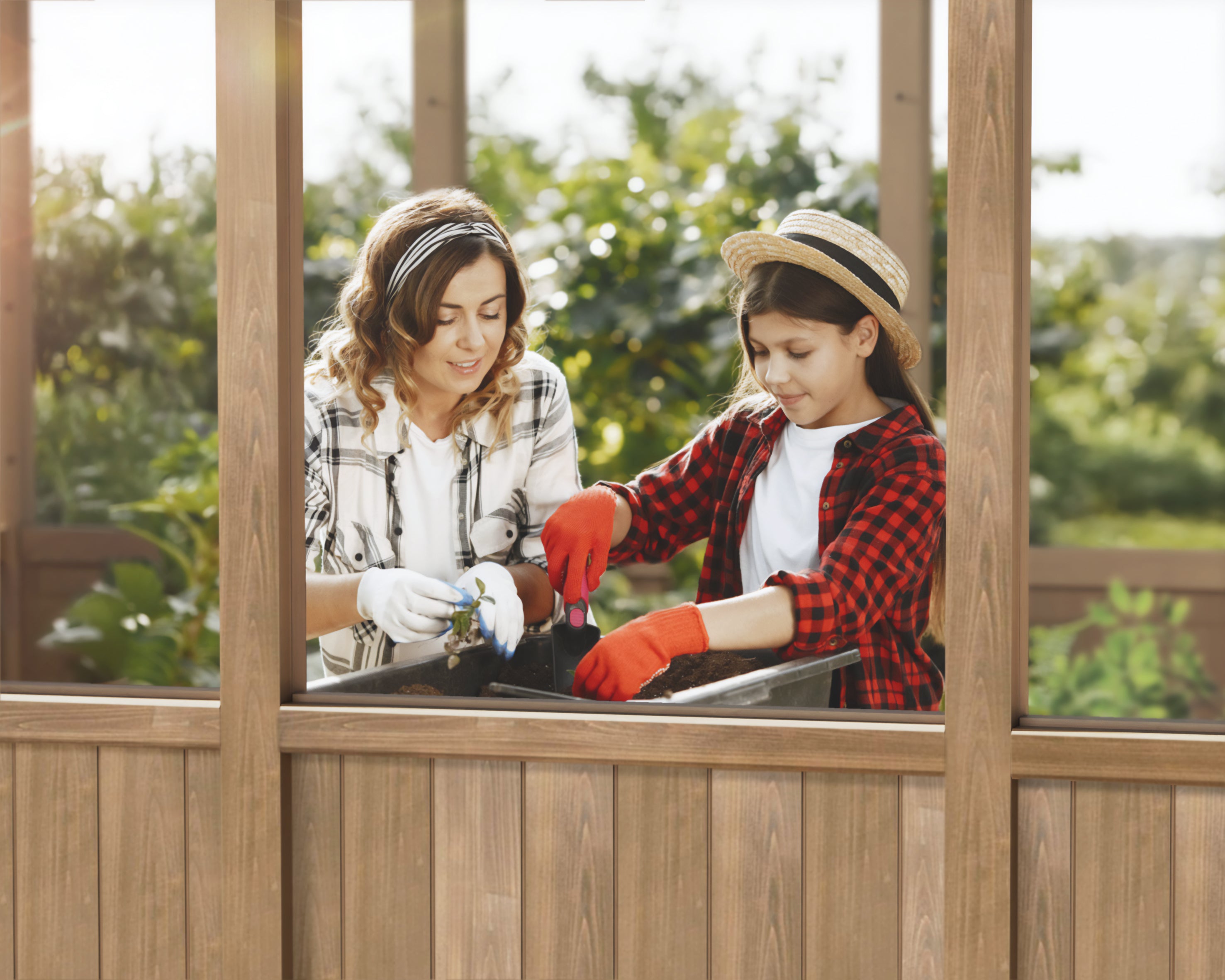 Natura Cedar Wood Greenhouse - Clear Polycarbonate pnels