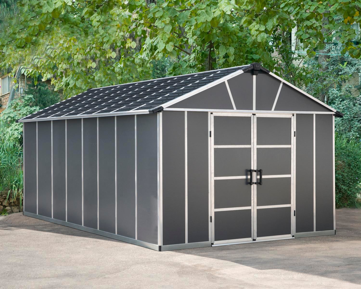 Yukon Storage Shed installed garden setting