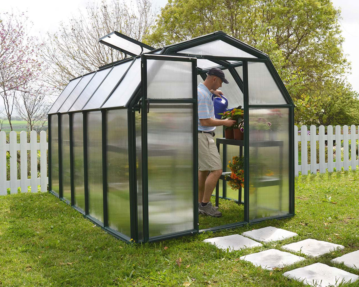 Eco Grow Greenhouse garden setting angle 2