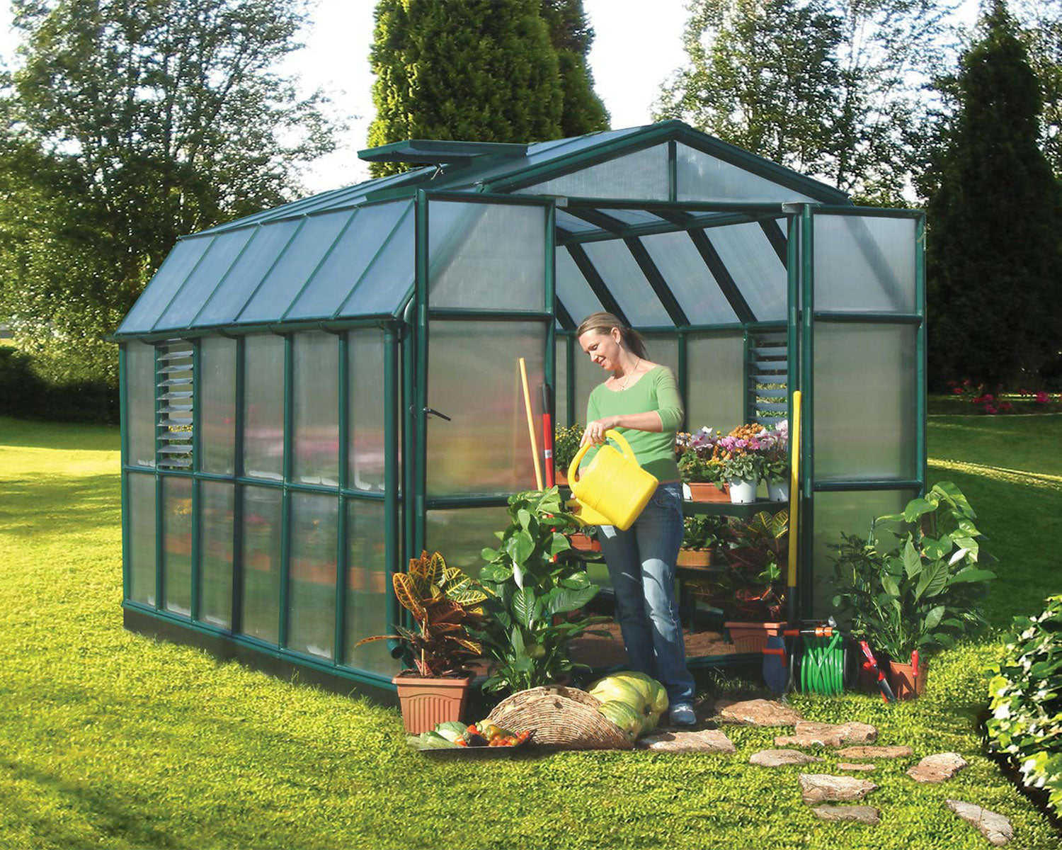 Prestige Greenhouse Kit interior with plants