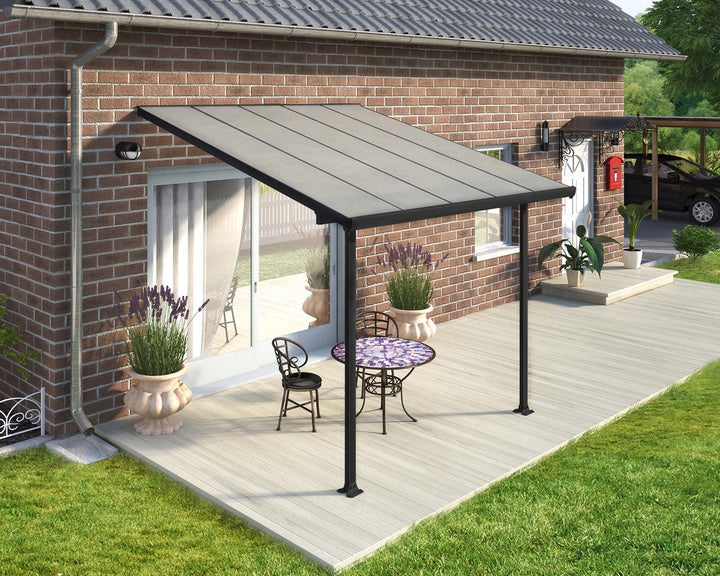 Feria Patio Cover grey/clear installed, wall-mount