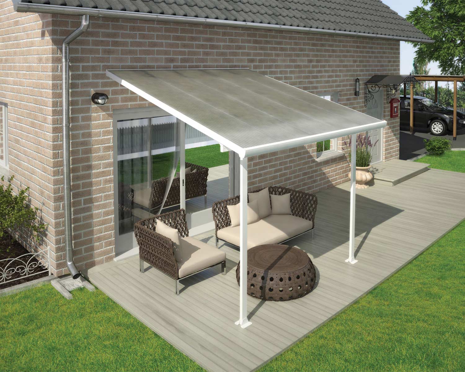 Feria Patio Cover white/clear installed
