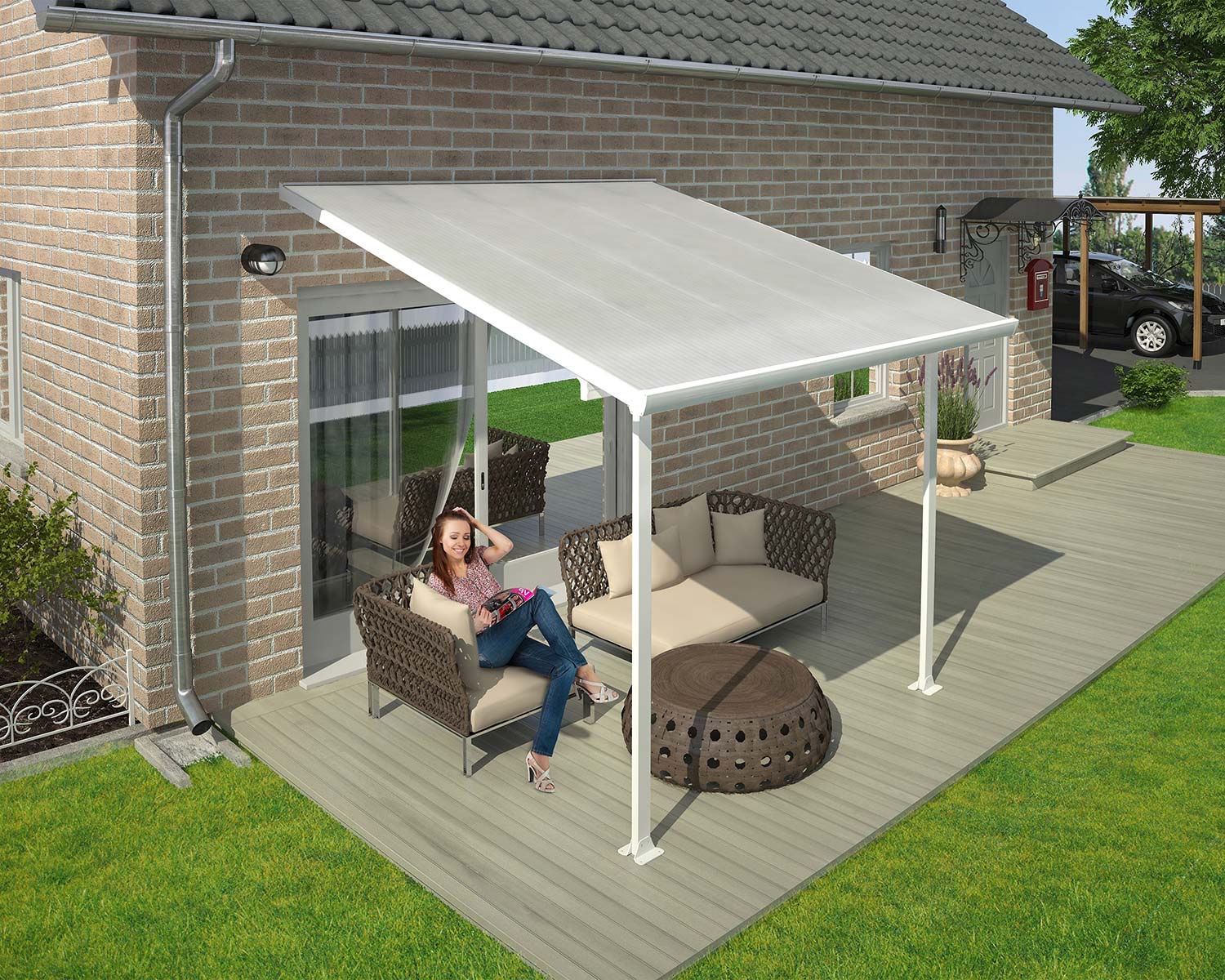 Feria Patio Cover white/white glazing variant